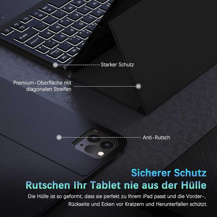 Doohoeek etui klawiatura touchpad LED RGB iPad Pro 11 Air 5 Air 4