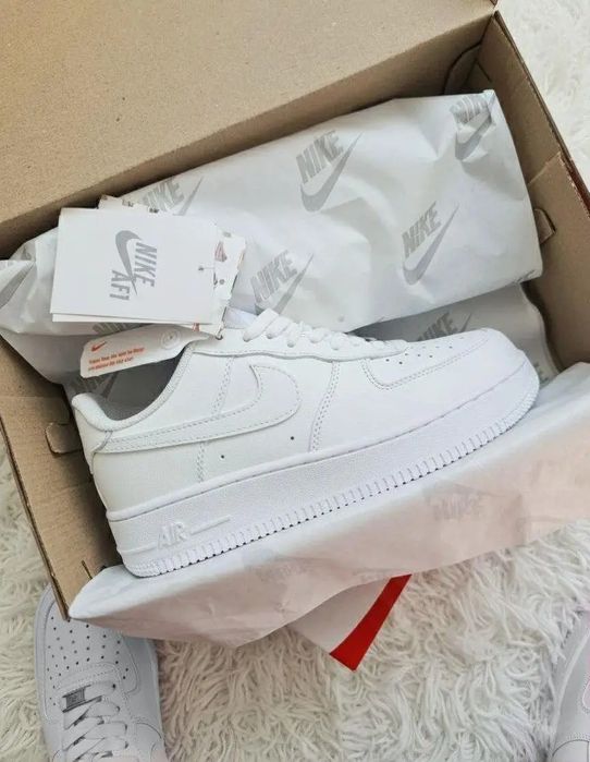 Кожаные Кроссовки Nike Air Force Low White Белые Найк Аир Форс