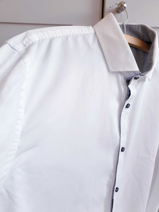 Biała koszula slim fit WE XL