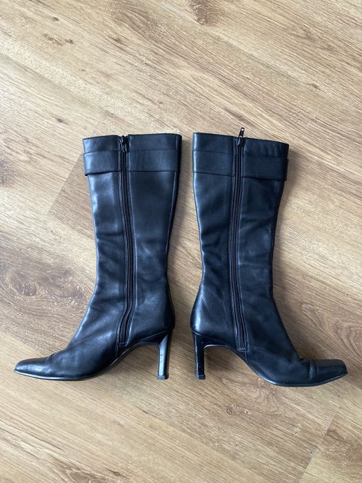 Eleganckie kozaki na obcasie z eco skóry