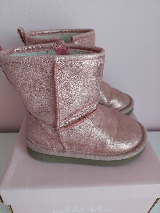 Różowe brokatowe botki Gap 23 Wkładka 14 cm