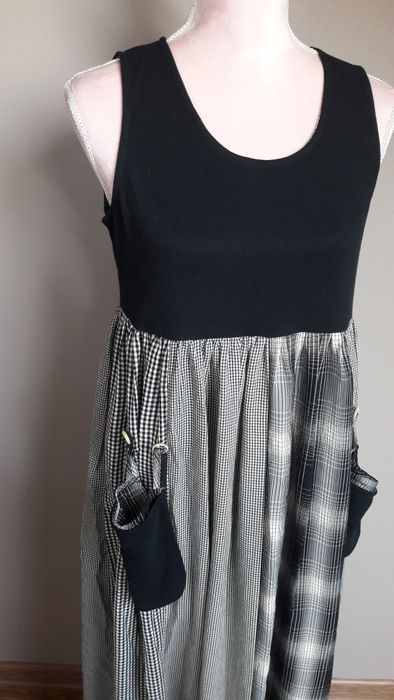 Sukienka długa, ciążowa w kratkę S/36