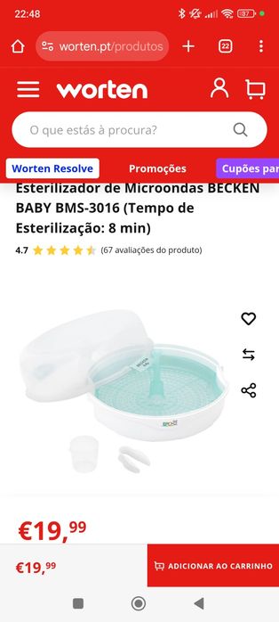 Esterilizador biberões Becken