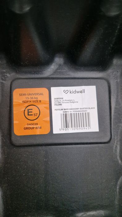 Podstawka samochodowa Kidwell BAXTER 15–36 kg | ISOFIX | Stan bardzo d