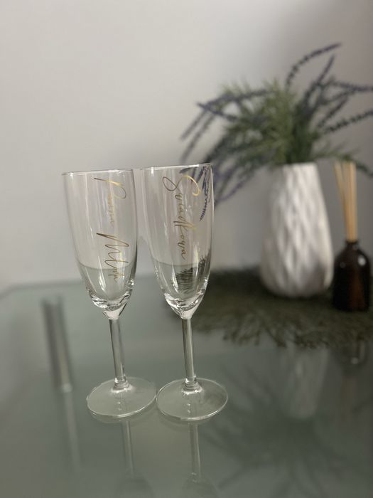 Kieliszki panna młoda świadkowa  przygotowania slub