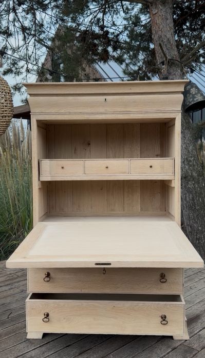 Komoda - sekretarzyk z litego dębu , stan surowy