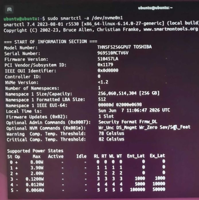 SSD M.2 NVMe 256GB Toshiba - Excelente Estado