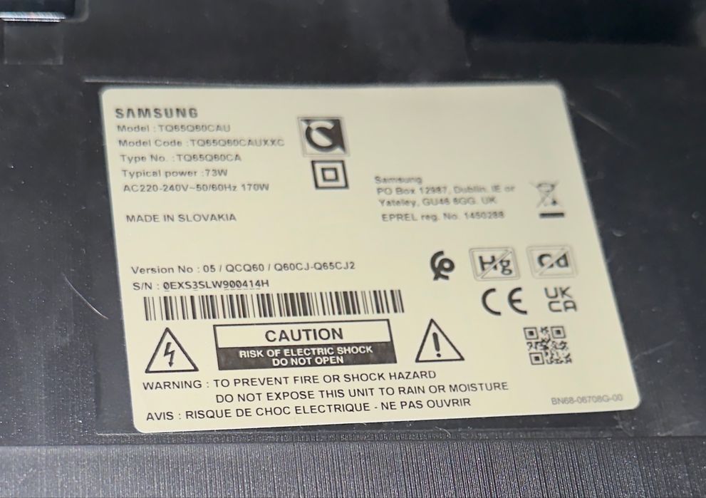 Vendo Televisão 65’’ Samsung QLED TQ65Q60CA 2023