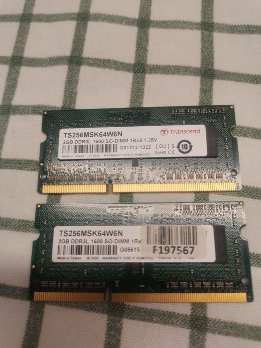 DDR3L 2x2GB DUAL Transcend 1600MHz SO-DIMM