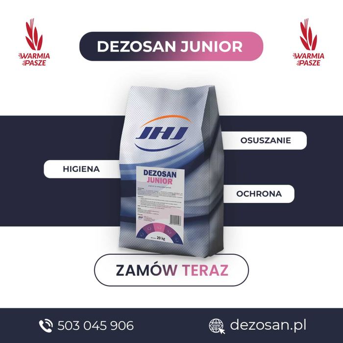 Dezosan Junior – sucha kąpiel dla prosiąt – 300 kg higiena prosiąt