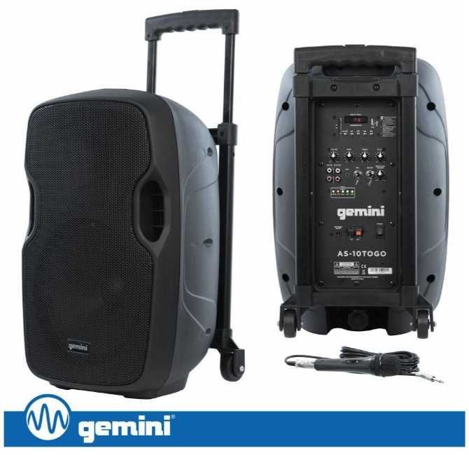 Coluna Portátil 10" 1000W BT/FM/USB/SD/MIC GEMINI