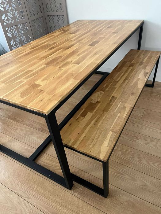 Conjunto Mesa 8 pessoas + 2 Bancos, Hiba. LA REDOUTE - ÓTIMO ESTADO!