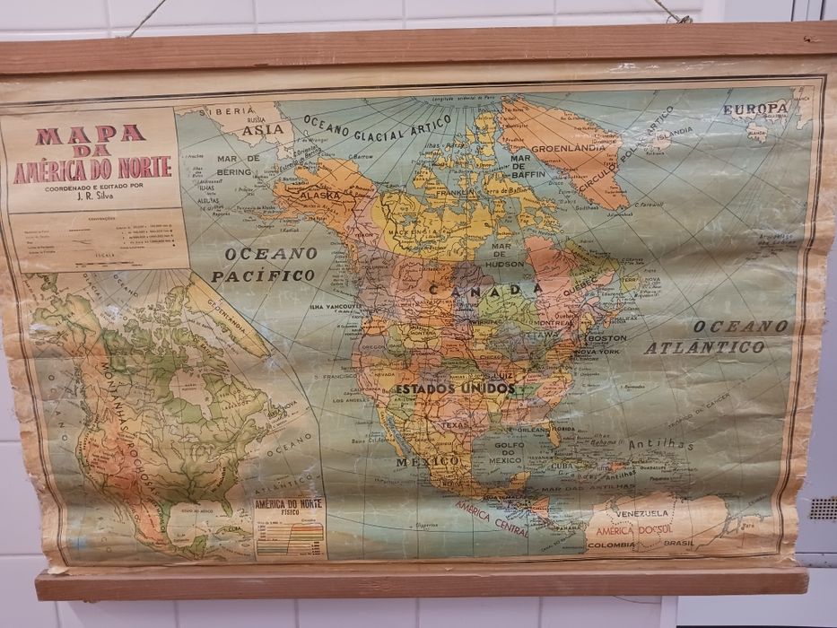 Mapa América do Norte e Europa.