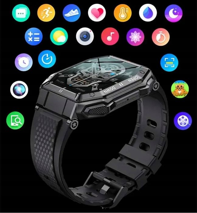 Smartwatch Męski Zegarek Rozmowy Puls Tętno Kroki - Zielony