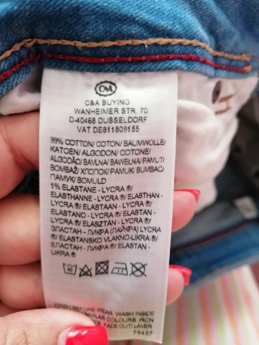 Calças de ganga elásticas com cintura baixa Tamanho 40 C&A