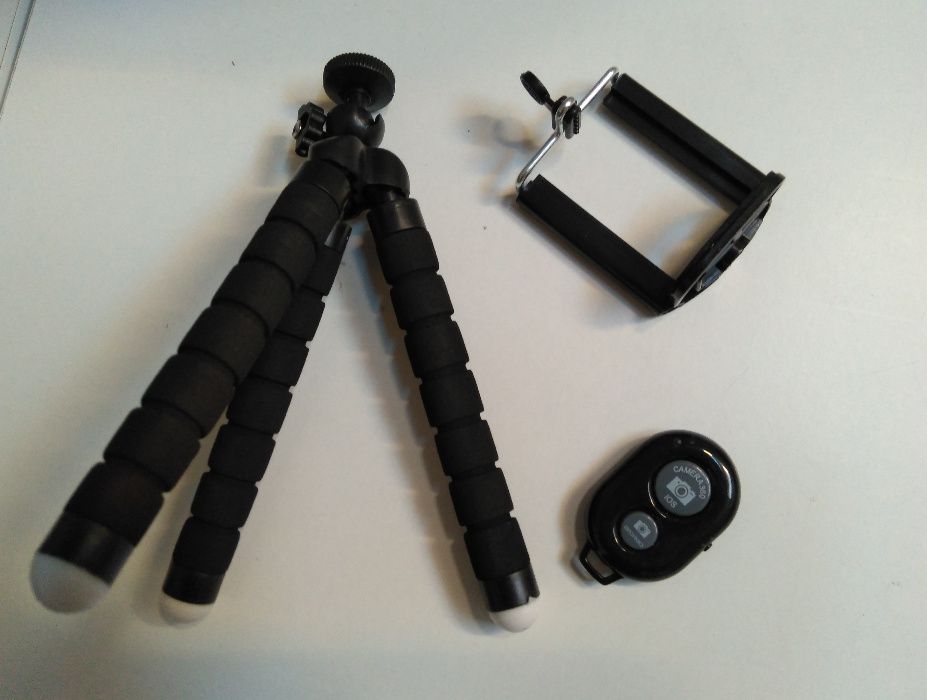 Tripé maniavel para telemovel com controle remoto bluetooth