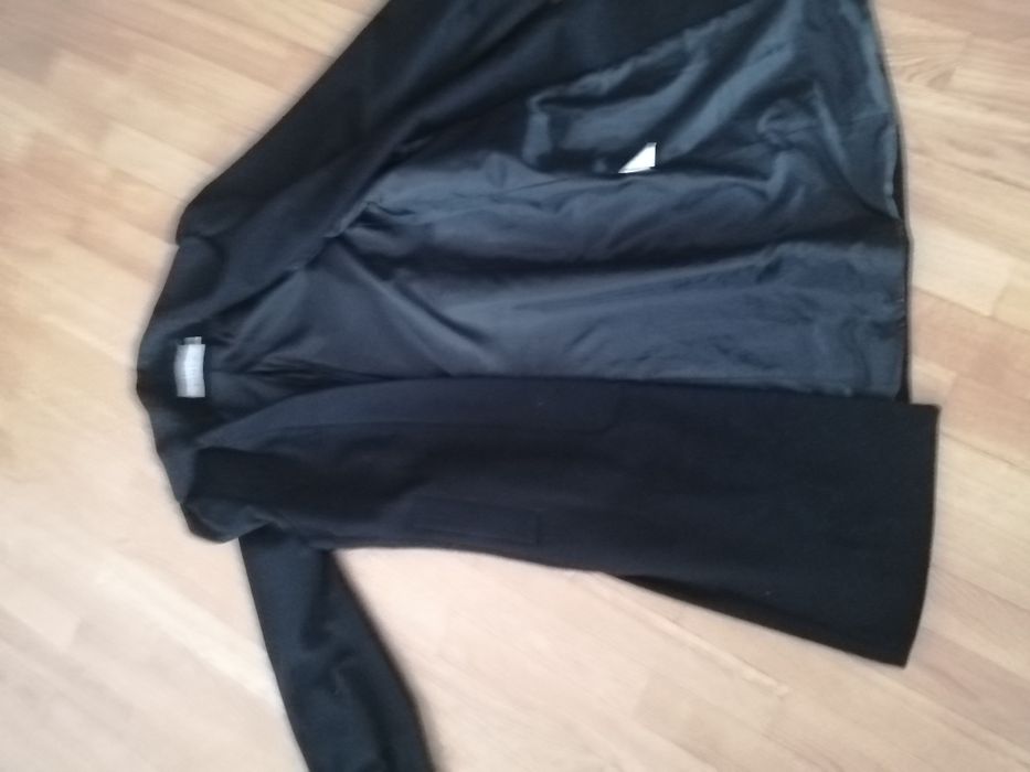 Wełniany płaszcz, czarny, jak nowy, 38, Linea