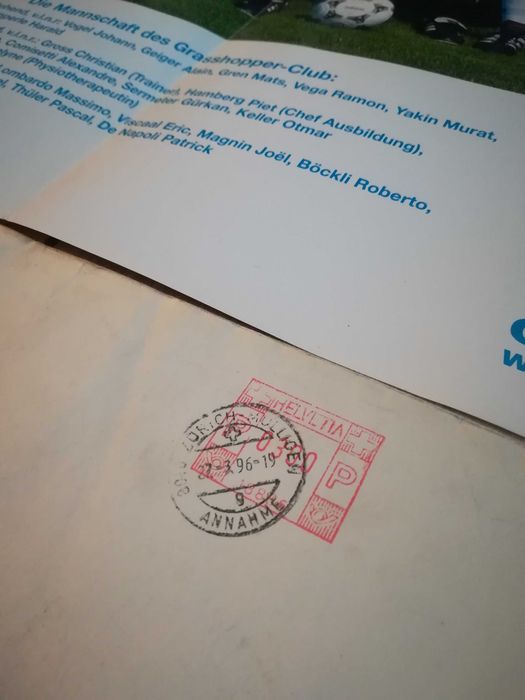 Duży plakat Grasshopper Zurich 1995 Tomasz Rząsa Autografy