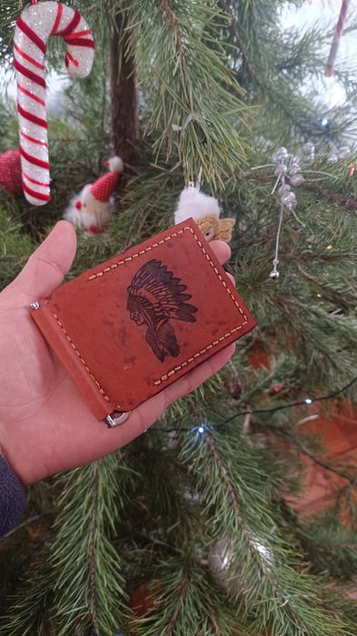 Гаманець ручної роботи Байкерський + затискач в подарунок шкіра кошеле