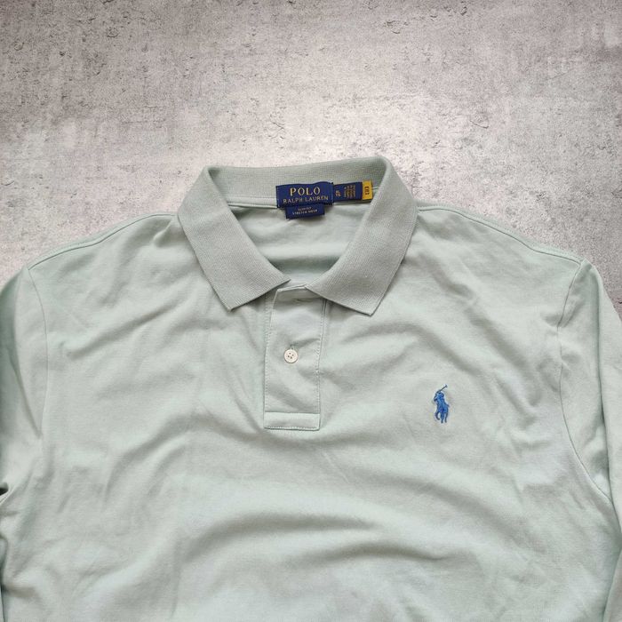 MĘSKA Koszulka PREMIUM Długi Rękaw Elegancka Mięta Polo Ralph Lauren