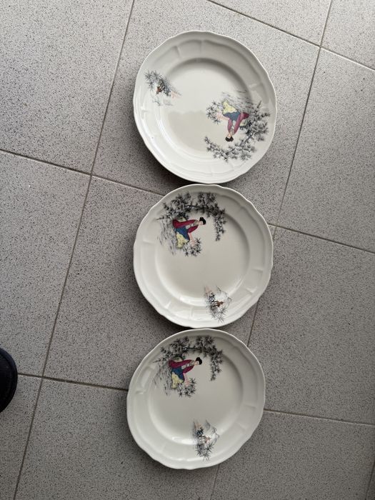 Conjunto de 3 Pratos Porcelana SP Coimbra (Portugal)