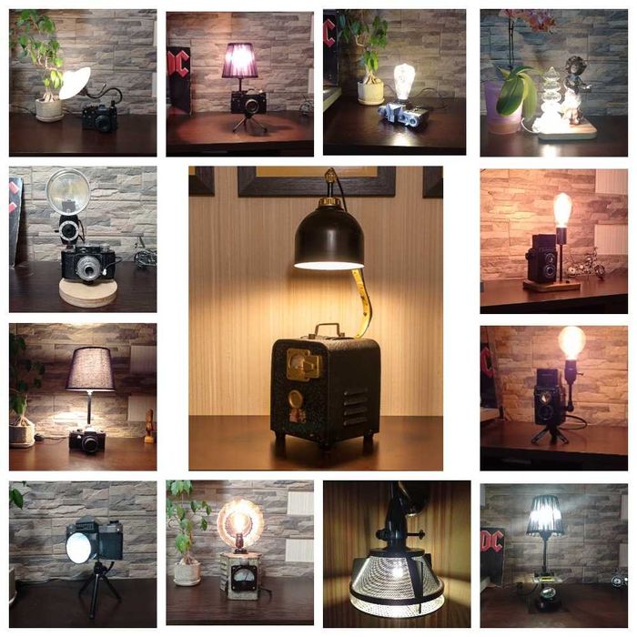 Бра на деревянном основании в стиле лофт с регулировкой освещения.