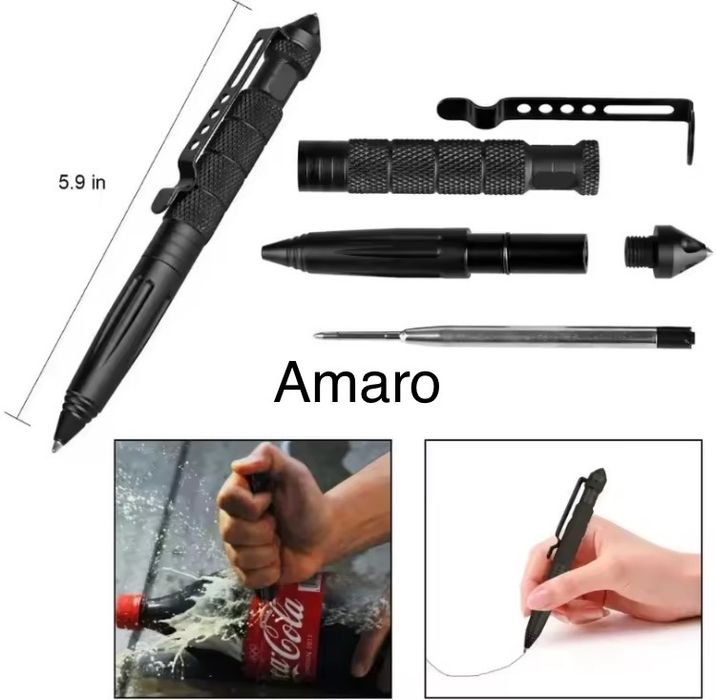 Caneta Tática/Sobrevivência/Militar/EDC/Emergência com Quebra Vidros (4 Cores)|NOVAS