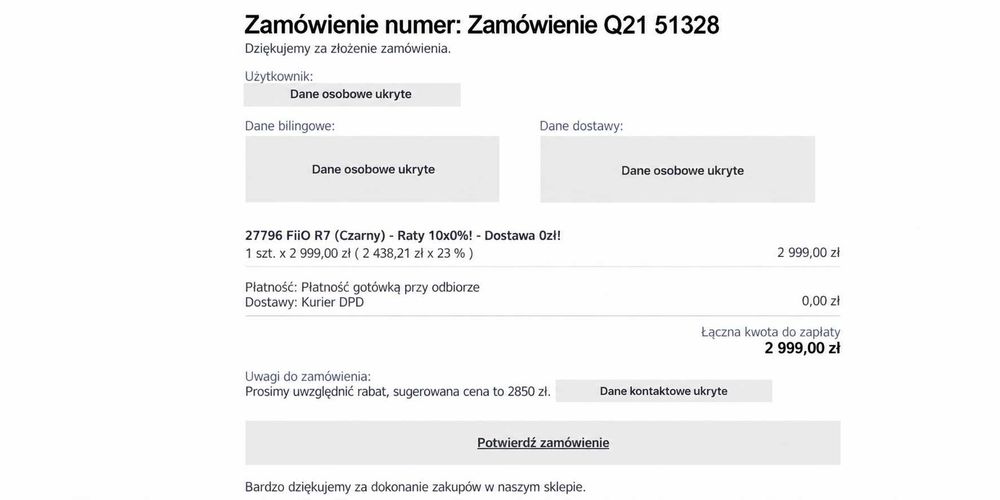 FiiO R7 odtwarzacz sieciowy DAC – pudełko i akcesoria