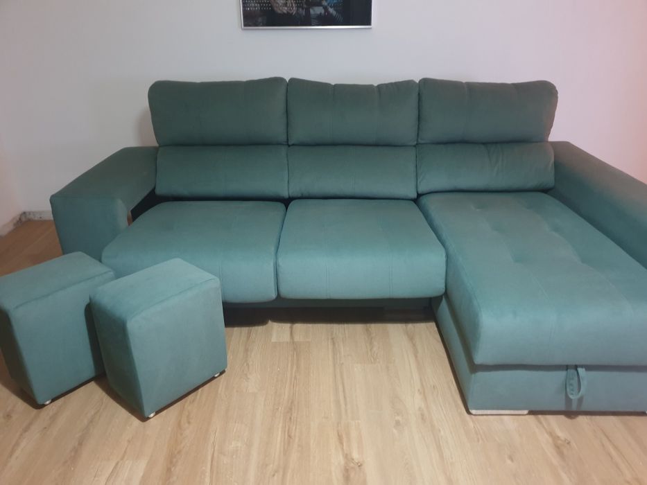 Sofá chaise longue verde