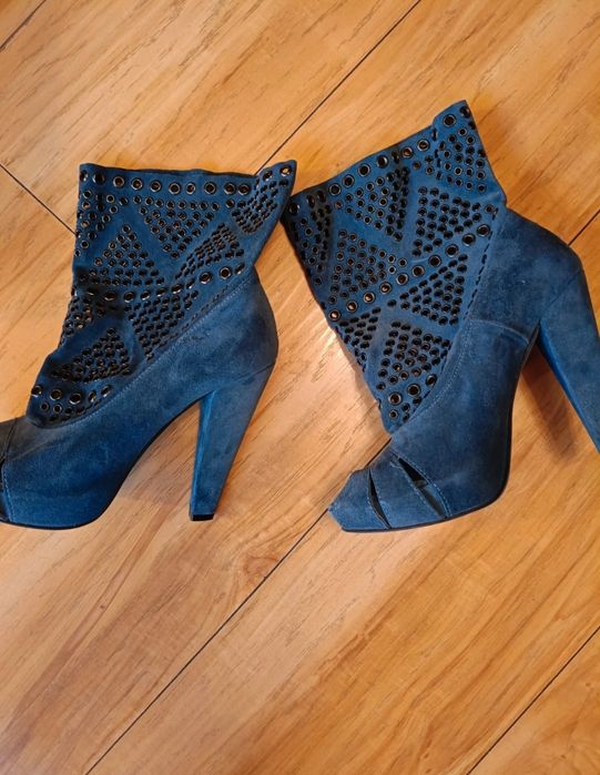Półbuty na obcasie Prima Moda peeptoe na lato wiosnę