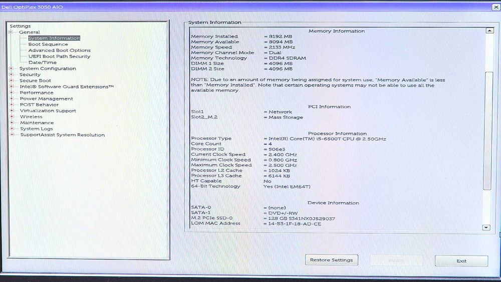 Dell Optiplex 3050 AiO 19.5" i5-6500t/8GDDR4/128G NVMe/WIN/моноблок ПК