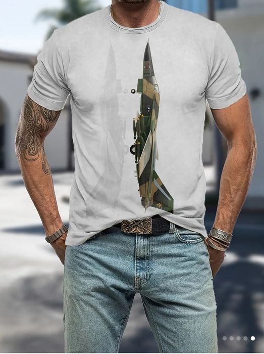Koszulka męska z nadrukiem myśliwca 3D XL