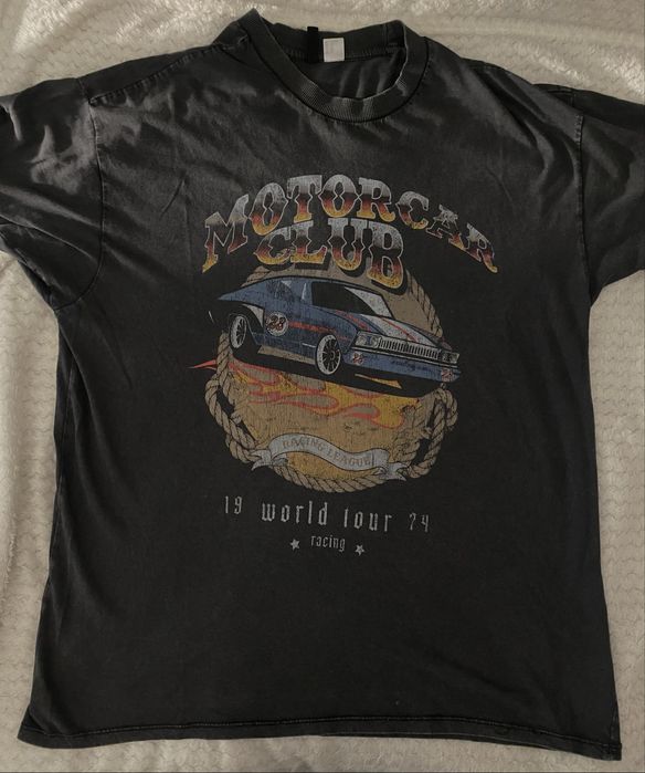 szara koszulka tshirt z nadrukiem oversize xs h&m