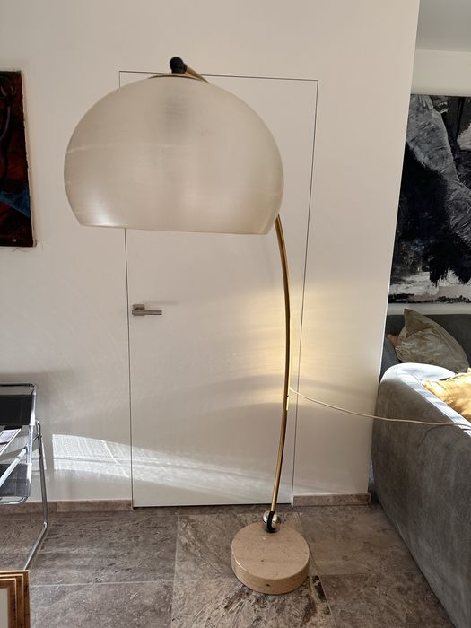 Goffredo Reggiani lampa łukowa mid century. Podstawa trawertyn