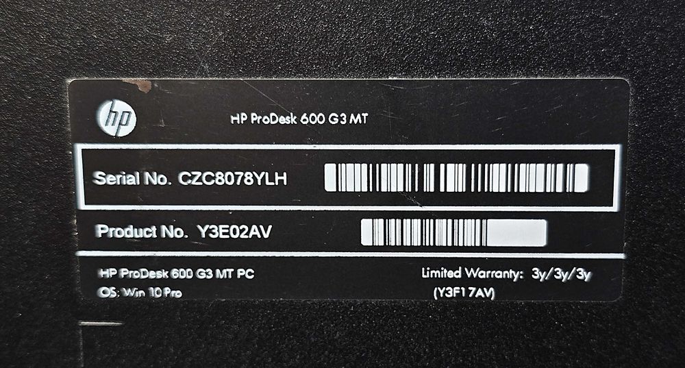 Комп'ютер HP Prodesk 600 G3 MiniTower i3-7100 8Gb DDR4 SSD 128Gb