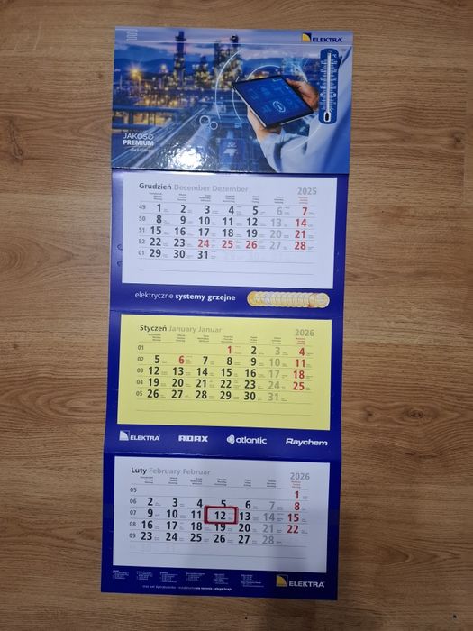 Kalendarz trójdzielny 2026