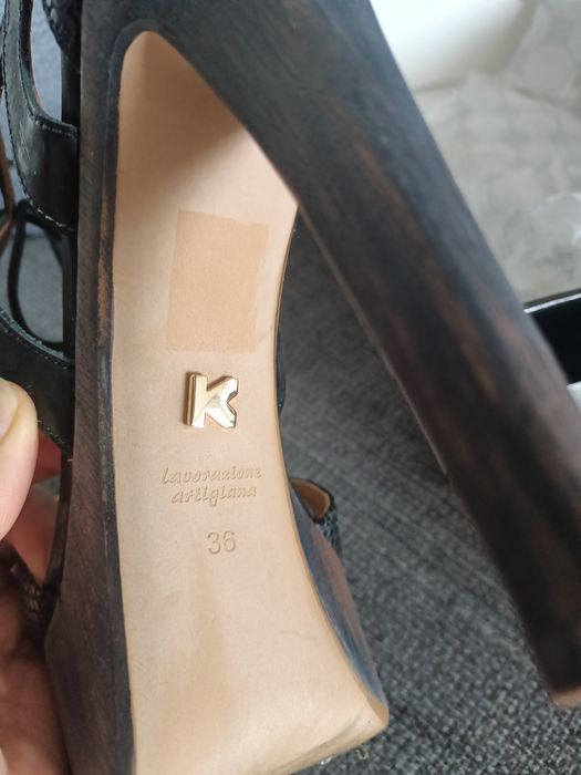 Kazar szpilki na platformie wysoki obcas skóra 36