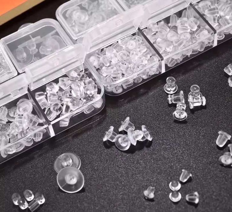 Набір силіконових заглушок для сережок (250 шт, 6 видів) | Фіксатори