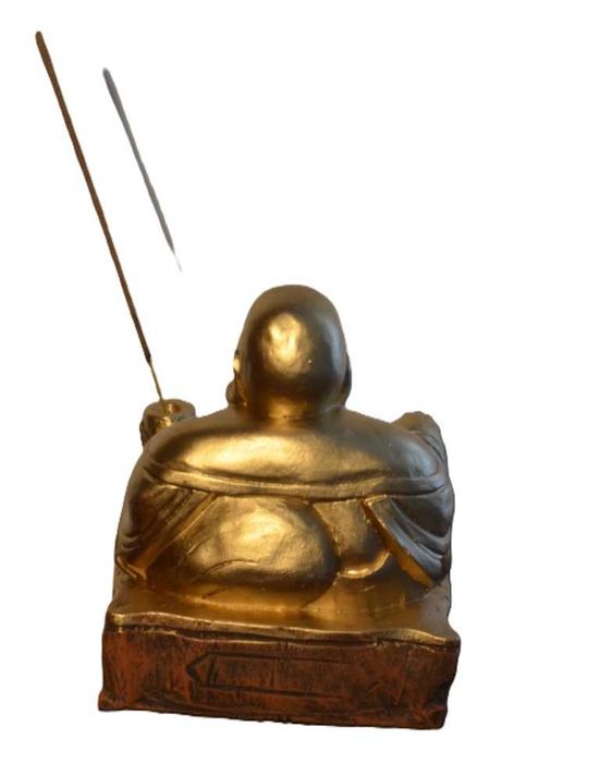 Estatueta buda hotei san, em pó de pedra