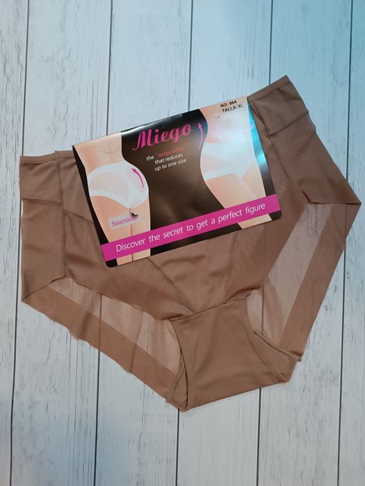 Высокие бесшовные коректирующие трусики Miego имитация стрингов танга