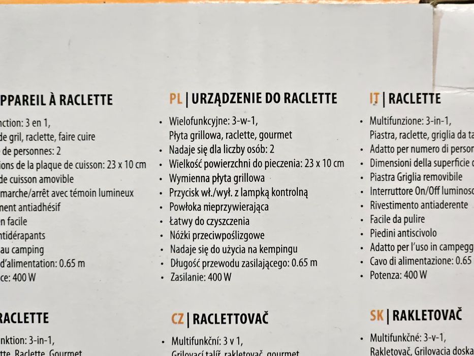 Grill elektryczny Tristar PD-8918 Raclette