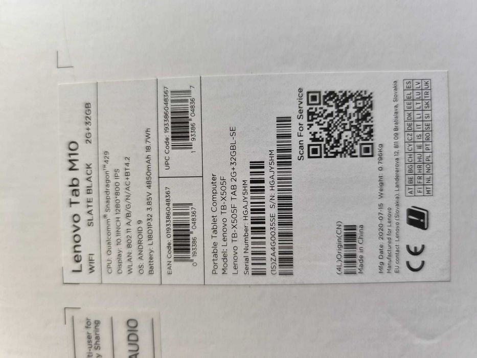 Lenovo Tab M10 HD (10.1'' - 32 GB - Preto) – Excelente Estado  – Com todos os acessórios originais