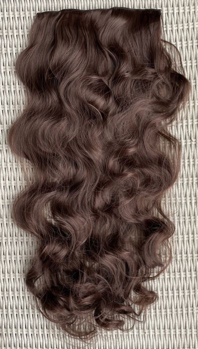 Premium Ultra włosy doczepiane, brąz, loki, 70 cm, clip in 393.