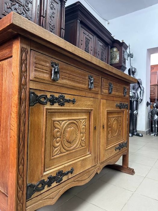 Різьблена тумба комод дерево з кованими елементами 4122