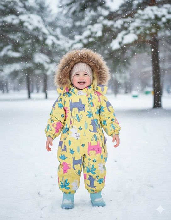 Яскравий теплий комбінезон з котиками (розмір 86+6)