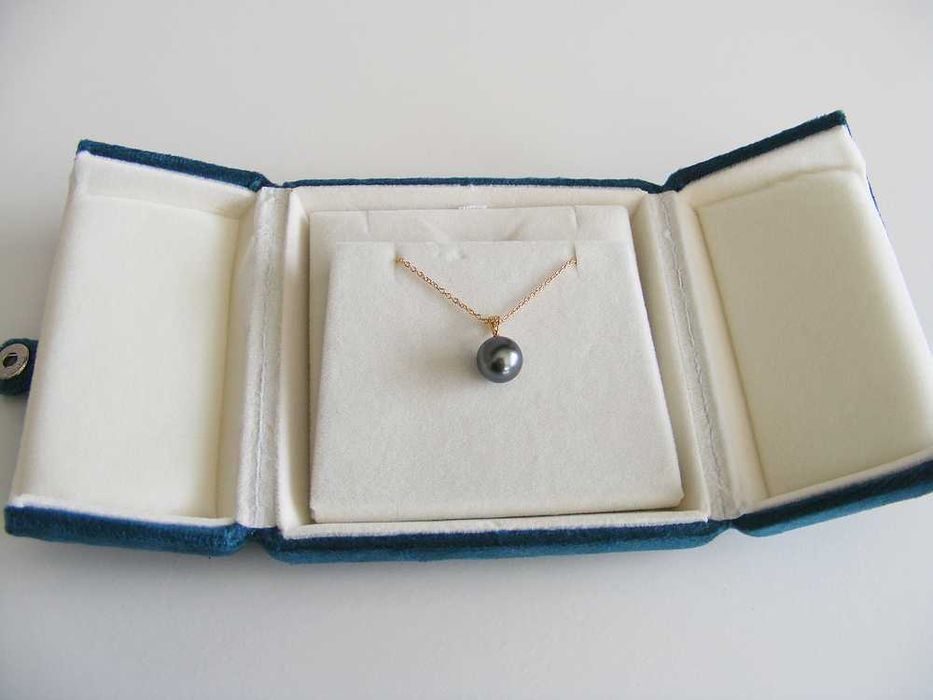 Perła Tahiti 10mm diamenty 0.021ct 18karatowe złoto nowy naszyjnik