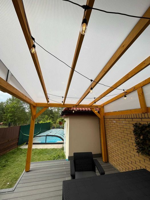 Zadaszenie tarasu model "Kleosin" 4,95m x 4,20m, poliwęglan pergola