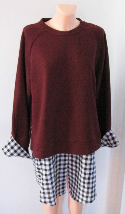 Bluza damska z koszulą w kratę oversize XL