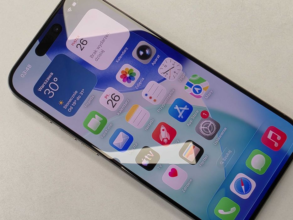 iPhone 15 PRO 128GB Dual SIM (SIM + eSIM)/ Natural Titanium/ BAT 83%/ Grade A/ + ładowarka/ GW 12 MSC