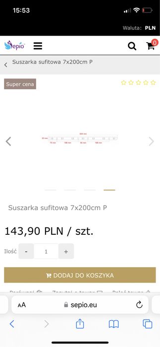 Sepio suszarka sufitowa zewnętrzna/wewnętrzna 7 prętów 200cm szerokość